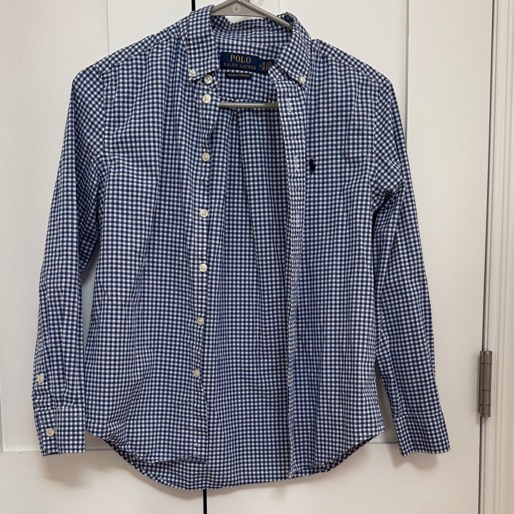 Polo by Ralph Lauren Blue Checkered boys 10-12 medium Shirt
